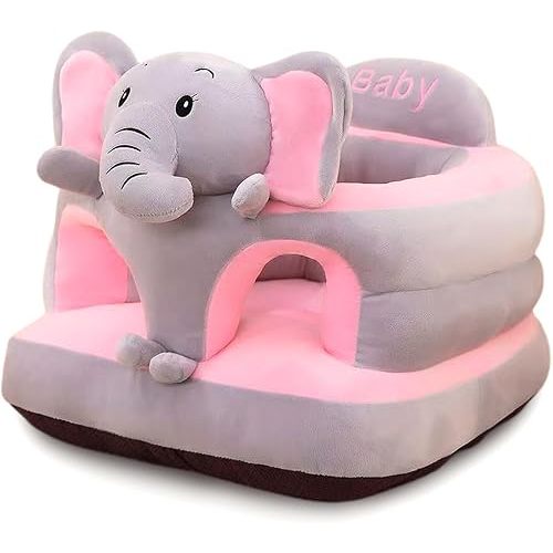 Baby Support Seat, Cute Baby Sofa Chair for Sitting Up, Comfy Plush Infant Seats (Gray Elephant, W17.5 x H17.5)