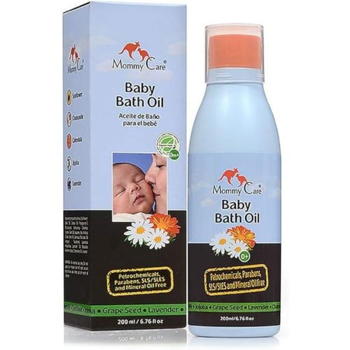 Mommy Care Organic Baby Bath Oil Pure Natural Essential Oils, Calming, Hydrating, Newborn Bathing Oil to Restore your baby’s natural skin moisture. Great for irritated or dry skin. 6.76 oz