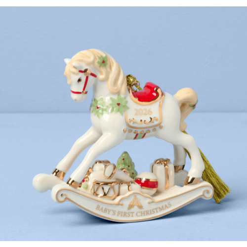 Lenox Fine 2026 Baby’s 1st Christmas Vintage Rocking Horse Ornament