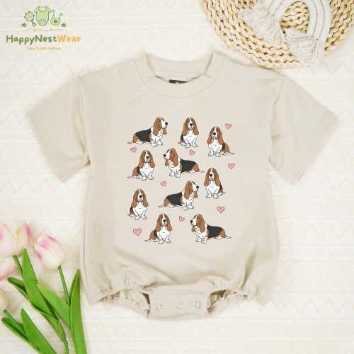 Basset Hound Baby Bodysuit, Dog Lover Baby Outfit, Puppy Baby Clothes, Basset Baby Shower Gift, Pet Lover Baby Romper, Hound Dog Babywear