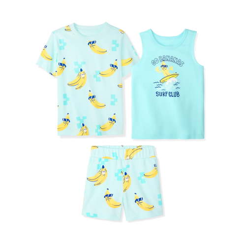 Garanimals Newborn, Baby & Toddler Boy Cotton 3-Piece Set, Graphic T-Shirt, Tank Top & Pull-On Shorts, Sizes 0-6T