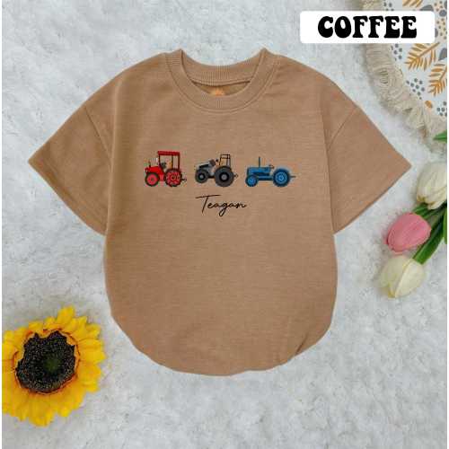 Personalized Farm Baby Romper Short Sleeves, Country Tractor Baby Bodysuit, Farm Baby Boy Romper, Newborn Outfit