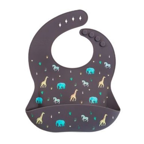 Austin Baby Co Mess Proof Silicone Bibs for Babies – High quality, BPA Free, Perfect Travel Toddler Bibs for Baby (Safari Faded Black)