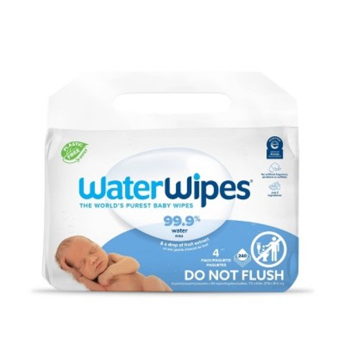Waterwipes Plastic-free Original Unscented 99.9% Water Based Baby Wipes - 540ct
