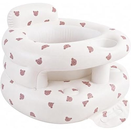 Inflatable Baby Seat with Built-in Pump and Back Support, Brown Bear Large