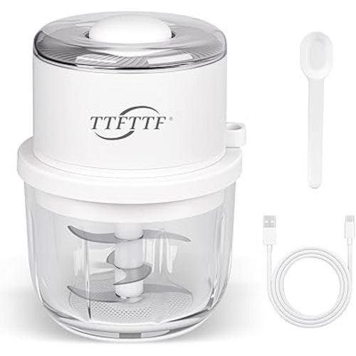 Electric Garlic Chopper, 350ML Glass Bowl Mini Food Processor, Portable Veggie Chopper Onion Garlic Grinder, Wireless Blender for Ginger, Chili, Fruit, Meat, etc