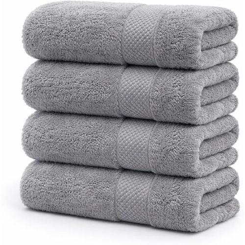 Bath Towels | Soft, & Quick-Dry | Highly Absorbent 100% Ring Spun Cotton Towels for Bathroom, Spa, Home & Hotel Use (Grey Bath Towels, 30x60- Pack of 4)