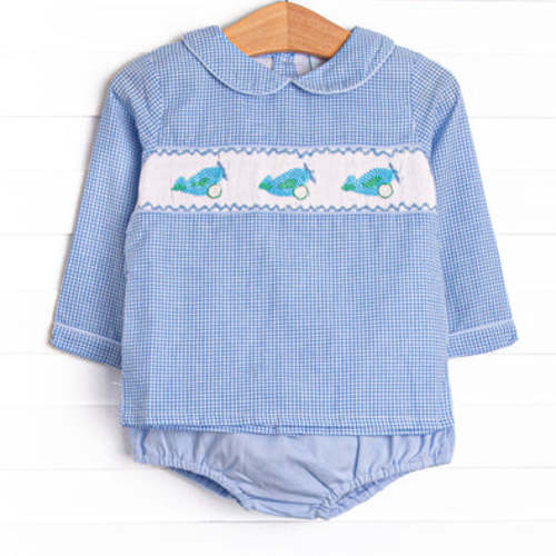 Runway Ready Smocked Diaper Set, Blue – Stitchy Fish