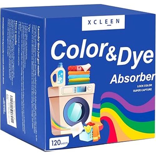 Xcleen Color Absorber Laundry Sheets 120 Count, Dye Catcher to Prevent Clothes from Smearing, Fragrance Free Color Trapping Sheets for Home School or Apartment