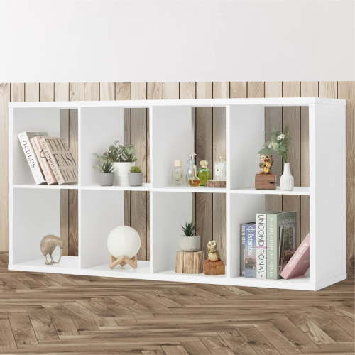 White Cube Storage Unit, 4-tier Bookcase with 8 Cube Storage Unit, Open Display Bookcase with Removable Back Panels for Living Room, Home Office, Bedroom