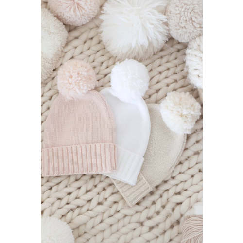 Knit Baby Pom Pom Beanie | Sweet Neutrals