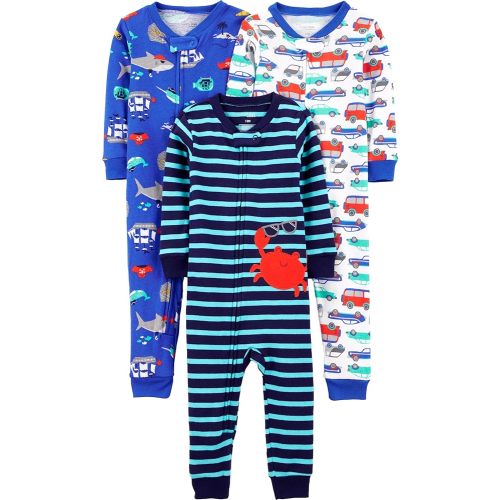 Simple Joys by Carter's baby-boys 3-pack Snug Fit Footless Cotton Pajamas
