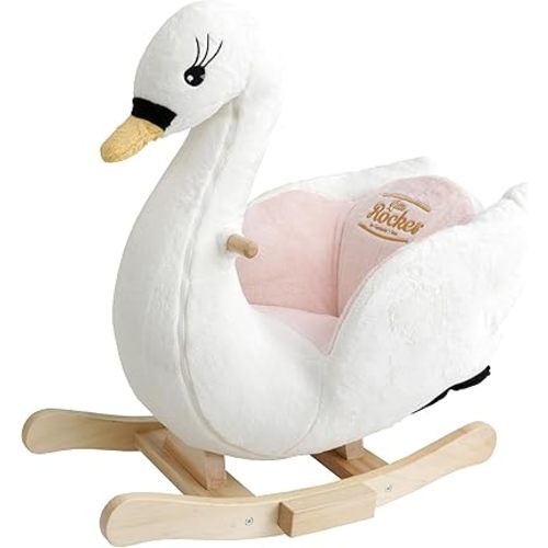 Gerardo's Toys: Little Rockers - Swan - Wooden Plush Ride-On Rocking Animal Toy, Plays Music, Removable Soft Fabric Cover, Toddler & Kids Ages 24mo+