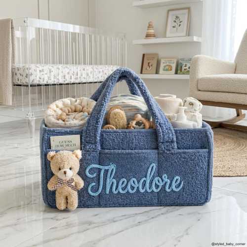 Personalized Baby Diaper Caddy Organizer, Nursery Storage Basket, Custom Name Baby Gift, Portable Newborn Essentials Bag for Boy or Girl