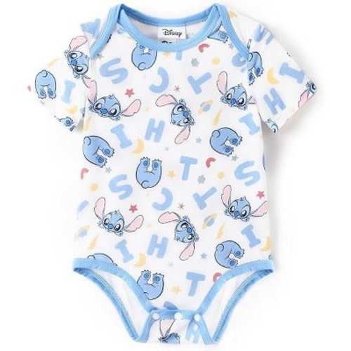 Disney Stitch Baby Boys' Short Sleeve Bamboo fabric Bodysuit - Blue, 0-3 Months