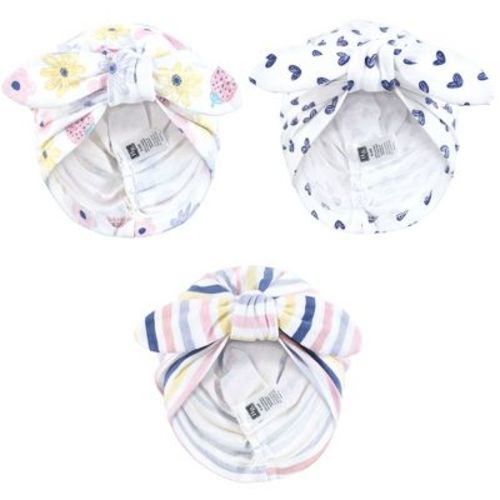 Hudson Baby Infant Girls Turban Cotton Headwraps, Flowers And Strawberries, 0-6 Months