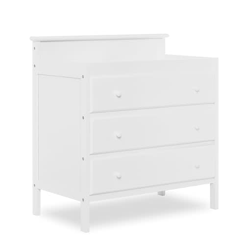 Dream On Me Mason Modern Changing Table with Free Changing Pad in White, Three Spacious Drawers, Made of New Zealand Pinewood, Includes 1" Mattress Pad and Anti-Tipping Kit