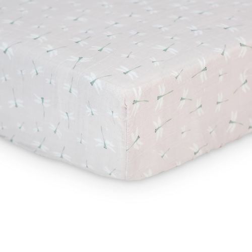 Lulujo Muslin Crib Sheets - Fitted Crib Mattress Sheets for Boys and Girls - 28"x 52", 1 Pack (Dragonfly)