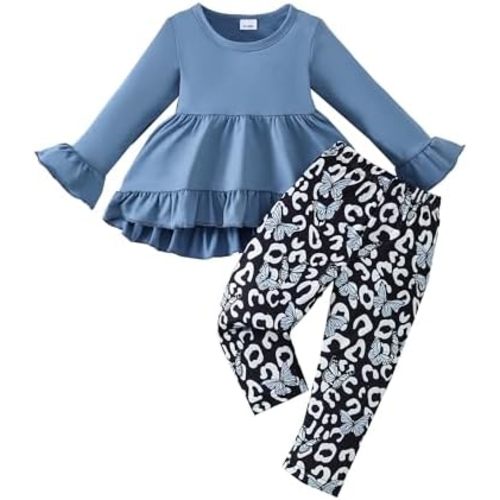 Weebaby Baby Girl Clothes Infant Toddler Girl Clothing Ruffle Shirt High Low Top Floral Allover Pant Little Girls Clothes