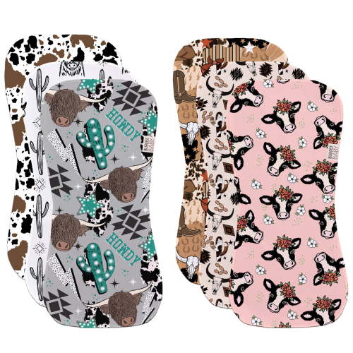 Western Cowprint Nashville Burp Cloths 6 Pack by Burpee Baby
