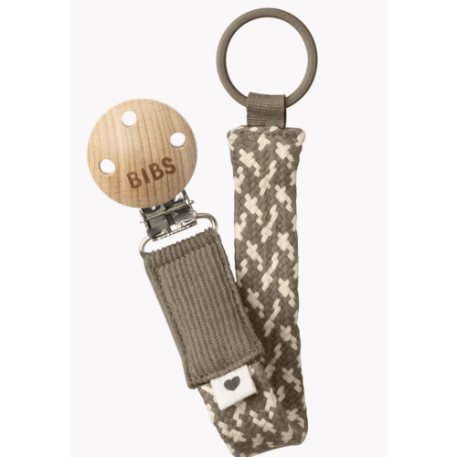 BIBS Pacifier Clip Dark Oak & Vanilla