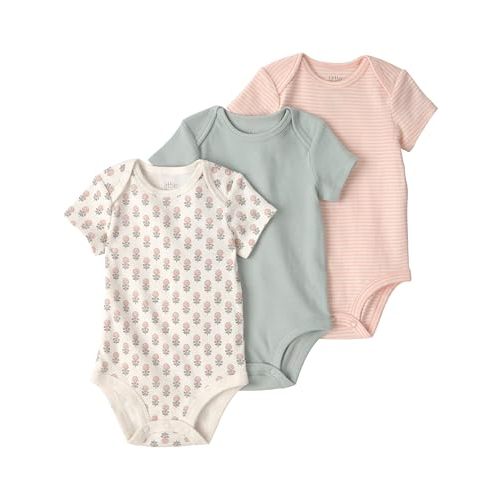 little planet by carter's Baby Girls' 3-pack Short Sleeve Bodysuits Made With Organic Cotton