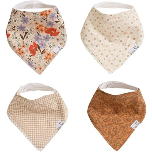 Copper Pearl 4 Pack Soft Cotton Baby Bibs for Drooling and Teething, Absorbent Drool Bibs for Baby Girl and Boy, Adjustable to Fit Newborns to Toddlers, Tons of Styles (Eden)