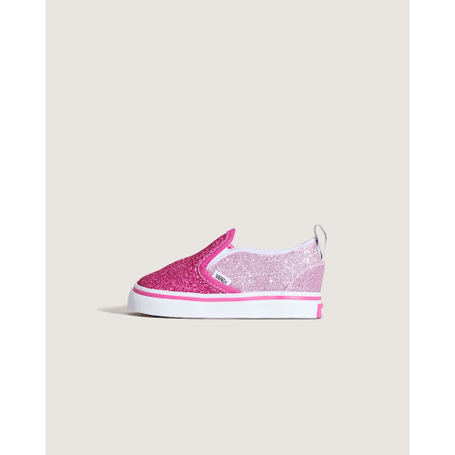 Toddler Classic Slip-On V Shoe in Glitter Raspberry Rose Pink | Vans