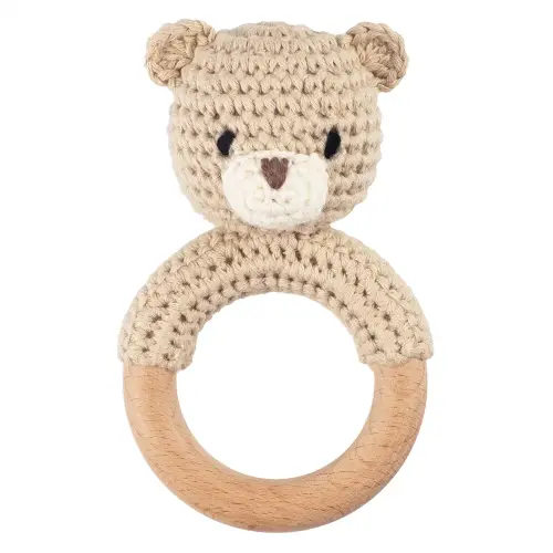 Joliecraft Safari Animals Wooden Baby Rattle