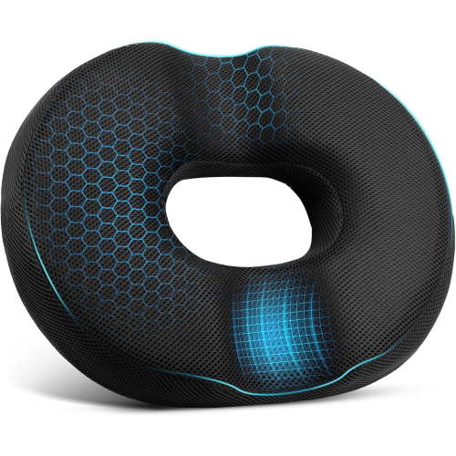 Donut Pillow Seat Cushion for Tailbone Pain Relief and Hemorrhoids, Memory Foam Seat Chair Cushion for Postpartum Pregnancy, Seat Cushions for for Office&Home Chairs (Black)