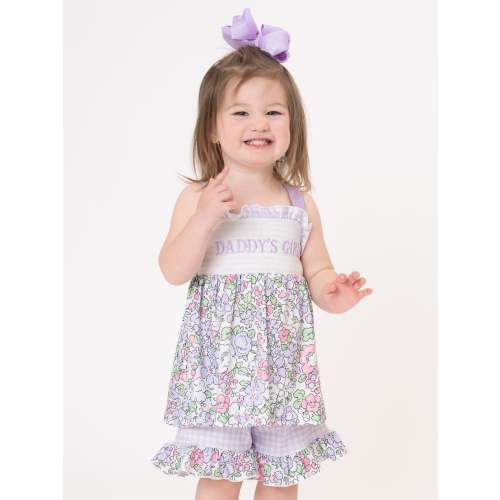 DADDY'S GIRL Petal Hem Smocked Ruffle Outfit