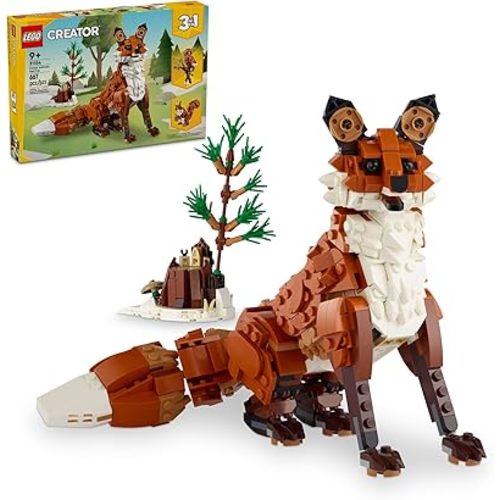 LEGO Creator 3 in 1 Forest Animals Red Fox Toys - Building Toys for Kids, Boys & Girls, Ages 9+ - W/ 3 Building Options into Fox, Owl, or Squirrel - Gift for Birthdays - 31154