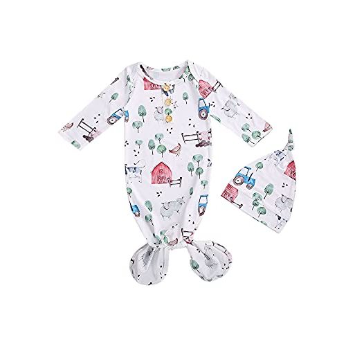 Qiylii Unisex Infant Baby Gown Sleeping Bag Newborn Boy Girl Knotted Sleeper Nighgown Pajamas Coming Home Outfits