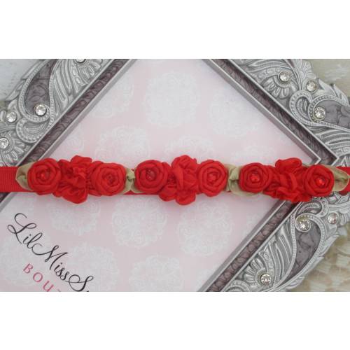 Red Mini Flower Halo Headband, Newborn Photo Prop