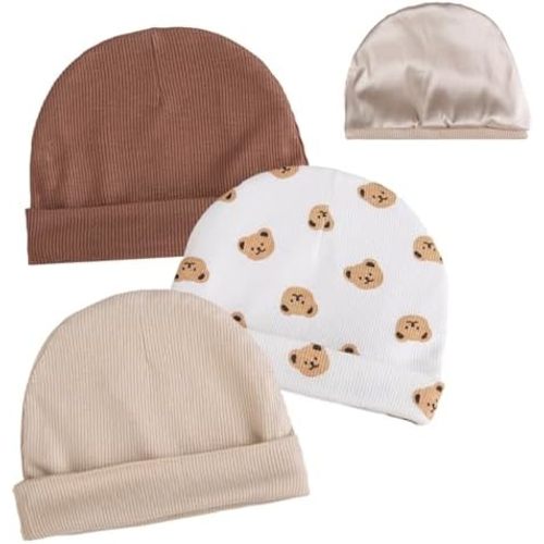 3pcs Satin Lined Baby Newborns Beanie Hats Soft Stretchy Baby Girls Infant Caps Silky Satin Lined Toddler Hat