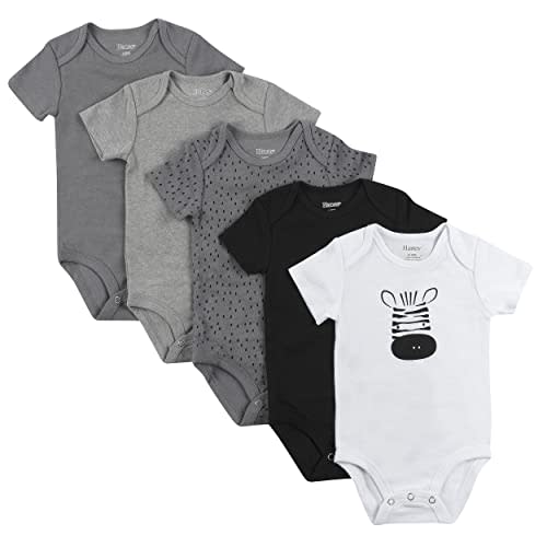 Hanes Baby Bodysuits, Ultimate Flexy Short Sleeve for Boys & Girls, 5-Pack