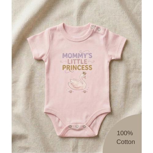 Embroidered Swan Baby Bodysuit | Mommy's Little Princess Organic Cotton Onesie