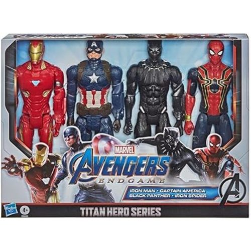 Avengers Marvel Endgame Titan Hero Series 12" Action Figures Captain America, Iron Spider, Black Panther, and Iron Man (4 Action Figures)