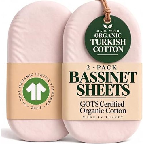Organic Bassinet Sheets 30x14 for SNOO Happiest Baby, Oval Mattress