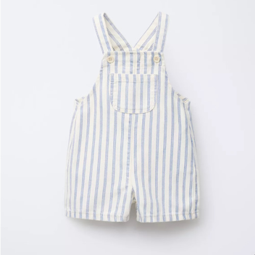 STRIPED TWILL OVERALL SHORTS - Ecru | ZARA United States