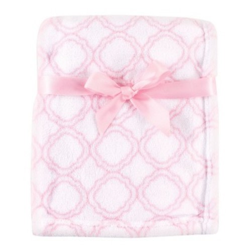 Luvable Friends Baby Girl Coral Fleece Blanket, Pink Lattice, One Size