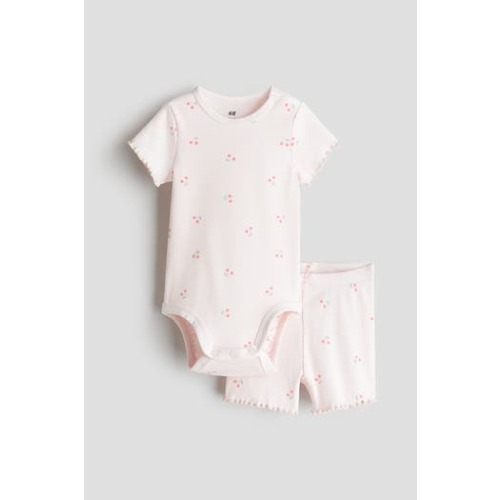 2-piece Ribbed Cotton Set, 0-3M