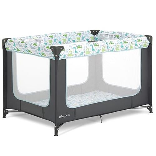 Dream On Me Zodiak Portable Playard, Compact for Travel, Carry Bag, Gray/Green
