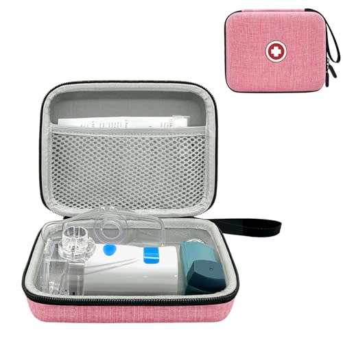 Carrying Case for Portable Nebulizer, Travel Medical Bag, Hard Emergency Medical Bag for Inhaler Spacer Case for Adults(Bag Only) (Pink)