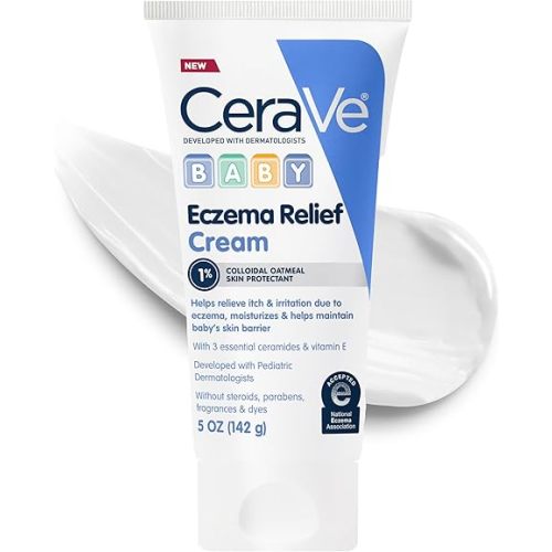 CeraVe Baby Eczema Relief Cream, 1% Colloidal Oatmeal Cream With Vitamin E & Ceramides, Soothes & Calms Itchy Skin, Developed With Pediatric Dermatologist, Fragrance Free, 5oz