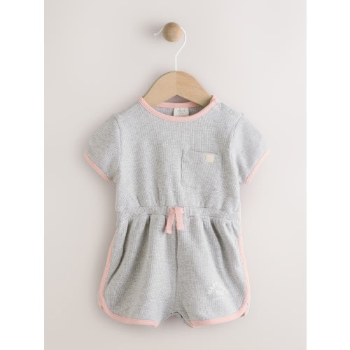 Grey/Pink Jersey Slogan Baby Romper