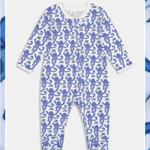 Infant Monkey Zipper Footie