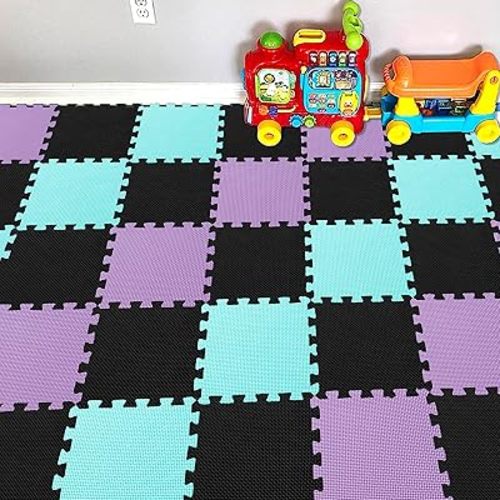 YIMINYUER® 25 Tiles (30cm×30cm×1cm Each Tile) Baby Soft Puzzle Play Mats, Kids Thick EVA Foam Floor, Toddlers & Children's Soft Interlocking Mat R04R08R11G301025