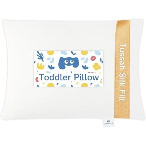 Organic Toddler Pillow 13x18, Tussah Silk Fill, Soft Breathable for Age 2+