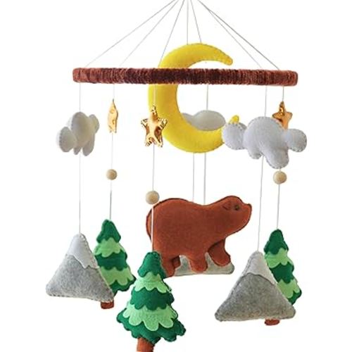 Woodland Bear Mobile for Crib - Woodland Theme Nursery Decor - Forest Animal Nursery Decor - Perfect Gift for Nursery